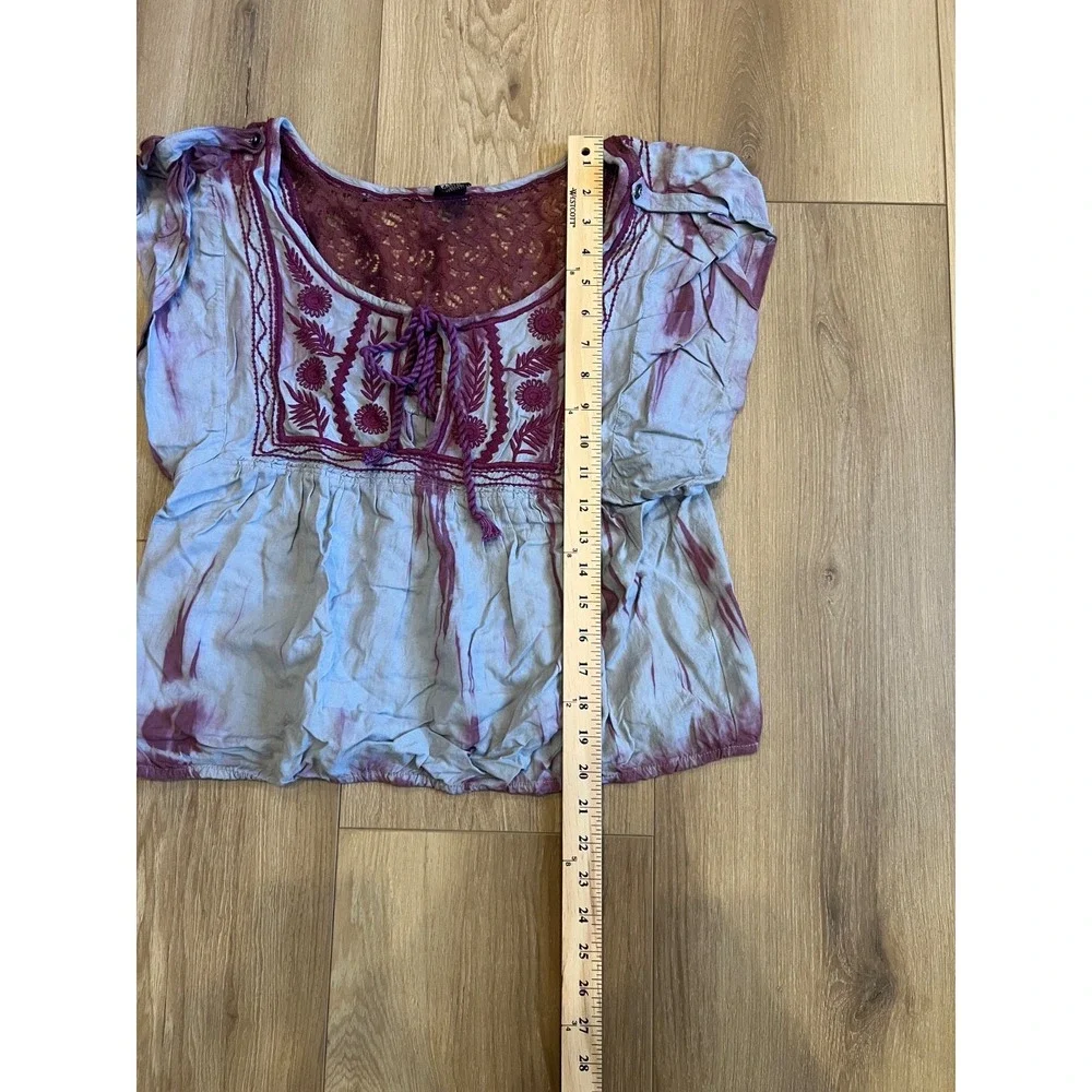 Free People Blouse Twilight Tie Dye Embroidered Bohemian Womens XS